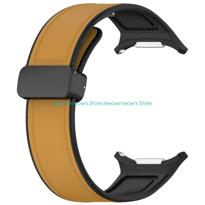 47mm 장치 용 W91A 범용 실리콘 가죽 마그네틱 워치 밴드 땀 방지 경량 인체 공학 디자인 여러 차례