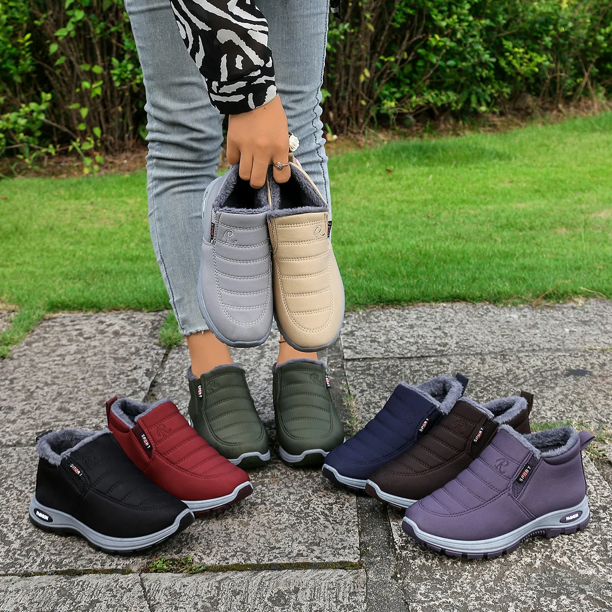 

Women's cotton shoes, winter fleece and thickened couple snow boots, best-selling anti-slip ankle boots