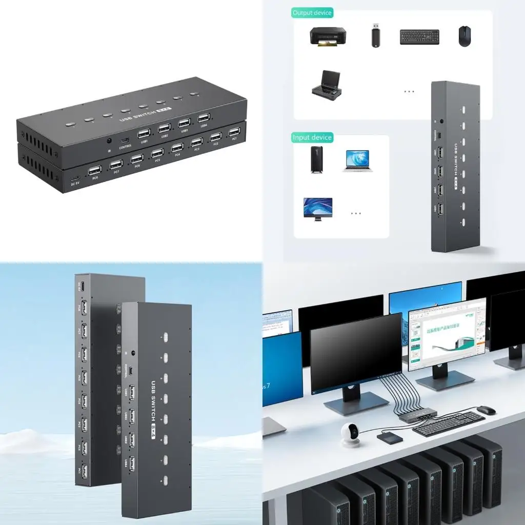

USB2.0 Hubs Manual Switching Printer Sharing Device 8 in 4 Out Data Transfer Converters