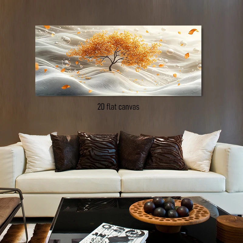 (1PC Unframe)1 Golden Autumn Dreamy Decorative Painting Abstract Art Style Bedroom Background Frameless 2D Plan