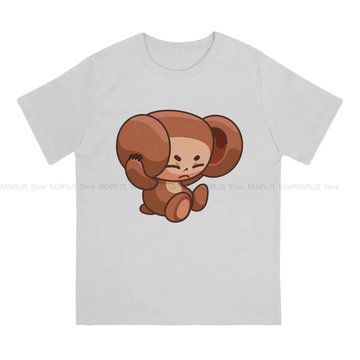 Cheburashka Cartoon Newest TShirt for Men Vintage Round Neck Polyester T Shirt Personalize Birthday Gifts Streetwear