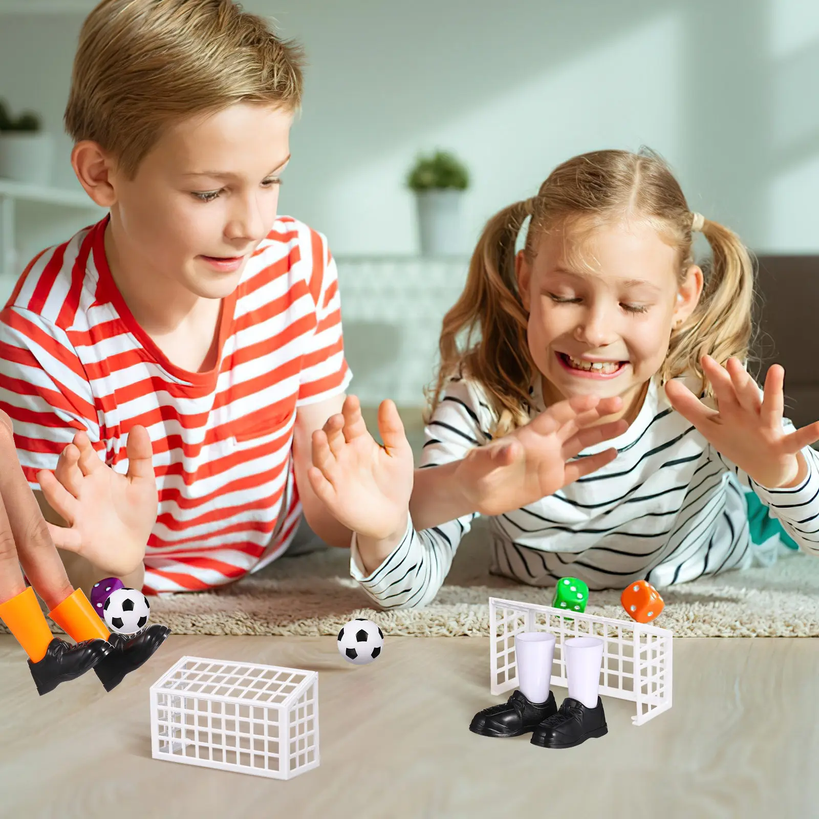 

2Set Mini Tabletop Soccer Game Set for Children Portable Desktop Match Playset with Goals Ball Shoes