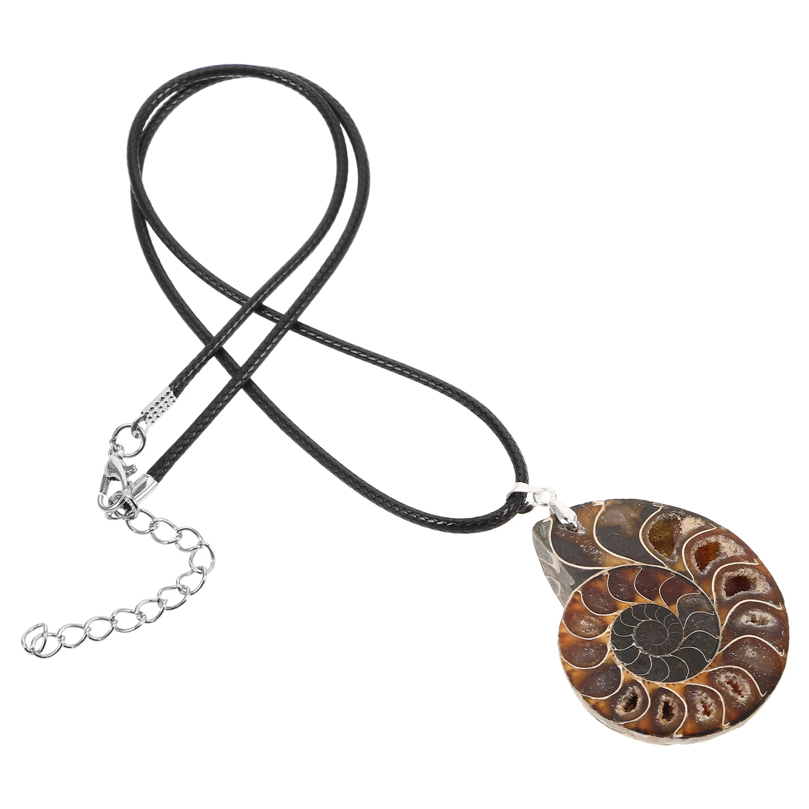 

Natural Ammonite Specimen Shell Seashell Conch Jewelry Charms Spiral Stone Pendant Handmade Unique Design Necklace