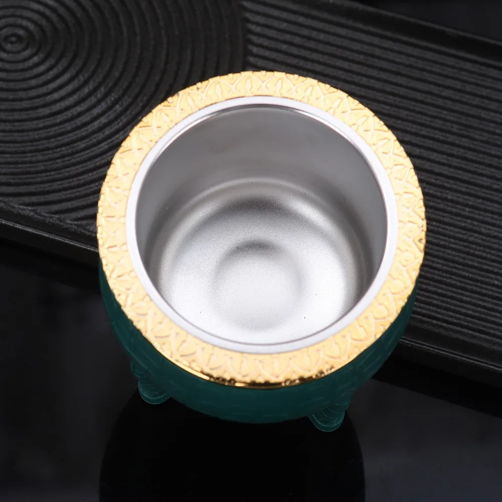 Durable 180 ML Stainless Steel Double Wall Cup Tortoiseshell Pattern Rust-proof Mate Cup Flat Bottomed Coffee Cup Kitchen