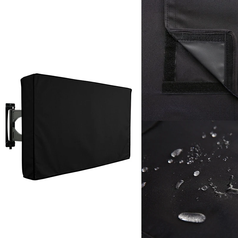 Outdoor TV Cover For LCD, LED, Waterproof, Weatherproof And Dust-Proof TV Screen Protectors (Black)