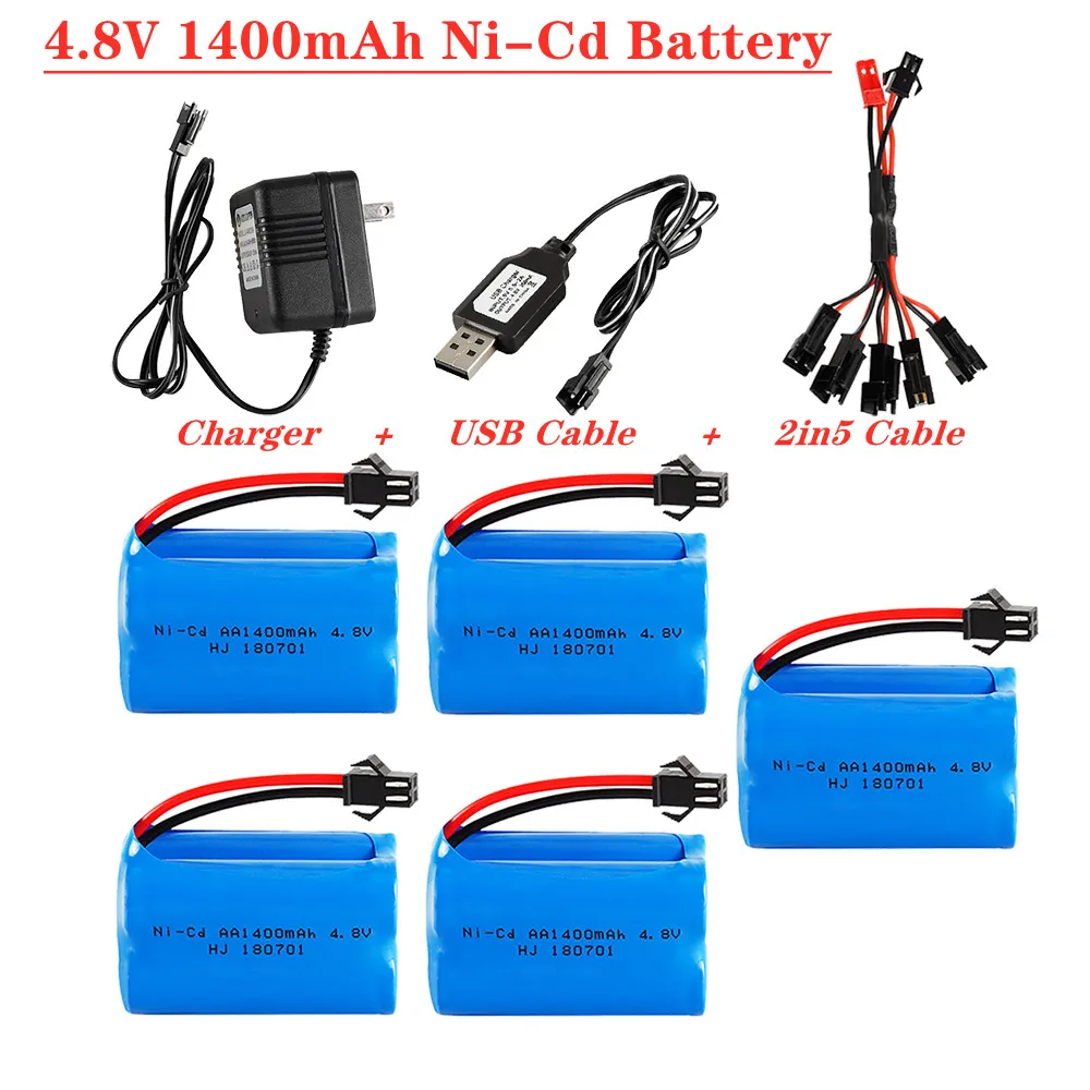 4.8v 1400mah NiCd Battery Charger For Rc toys Cars truck RC Tanks Robots Boat Guns 4.8v Rechargeable Battery 4*1.2V Battery Pack