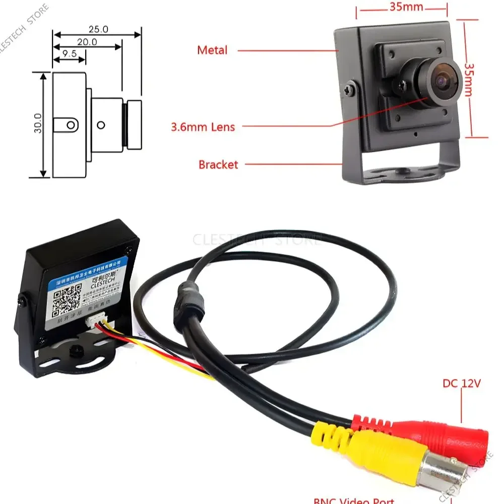 Home/Car/Doorbell Cam Bracket 2.8/3.6/6/8/12/16mm LENS 1920*1080P Metal Super Small 32*32mm CCTV AHD 2MP 1MP Mini Camera