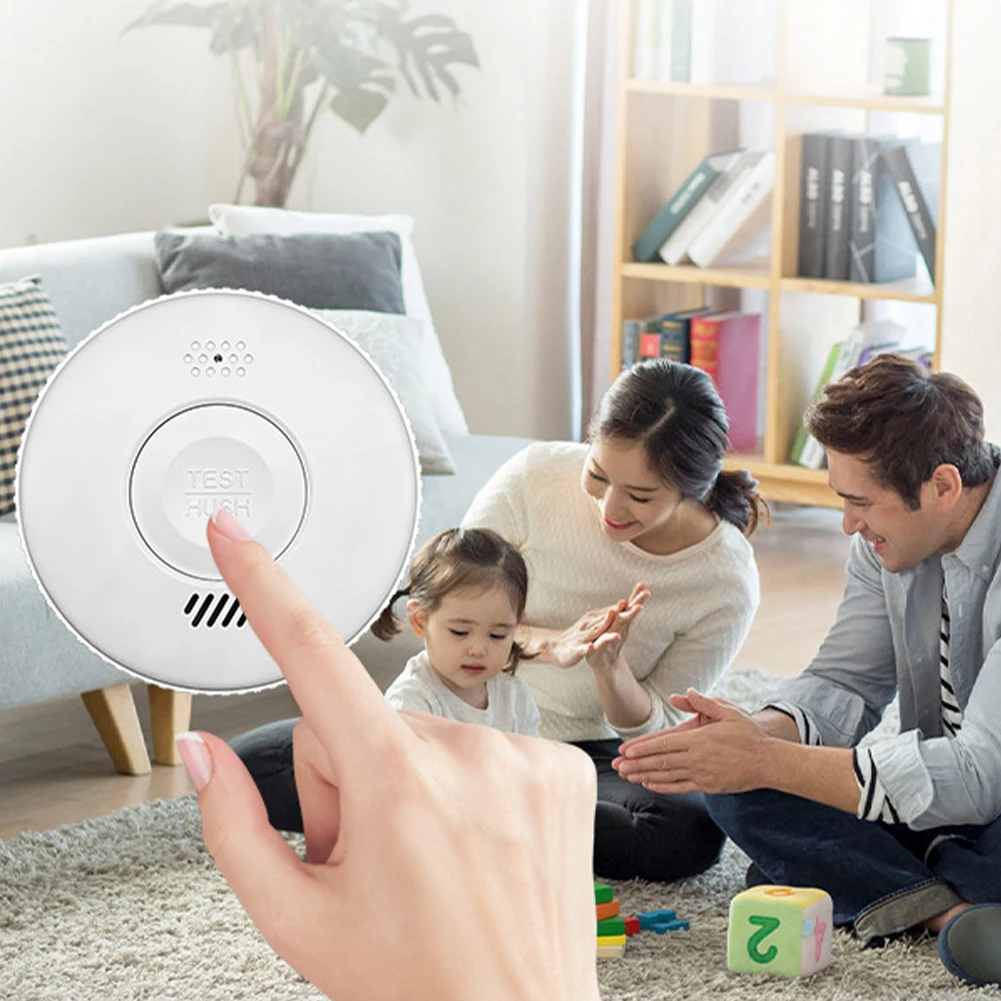 WiFi Smart Fire Alarm Battery Operated Smoke Detector with Test Button Fire Detector 85dB for Home Bedroom and Babyroom