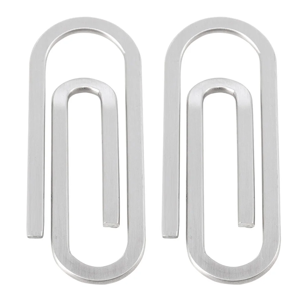 

2Pcs Paper Clips Money Fixators Stainless Steel Small Creative Office Accessories File Holder Bills Clamp Paper Clips