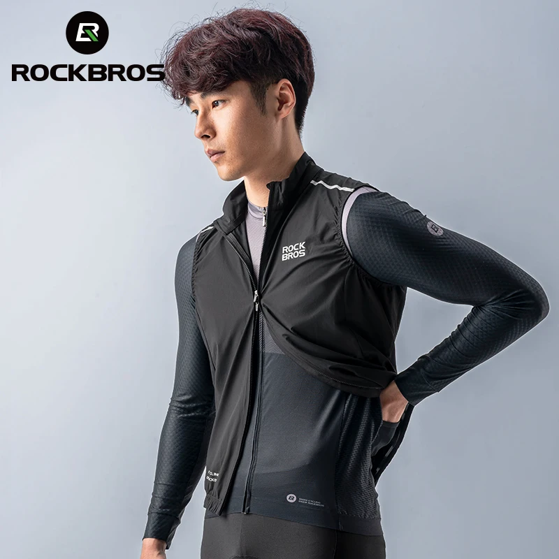 ROCKBROS Summer Cycling Vest Lightweight Quick Dry Waterproof Sleeveless Vest Tight Fit Cool Fabric Men Women Cycling Clothing