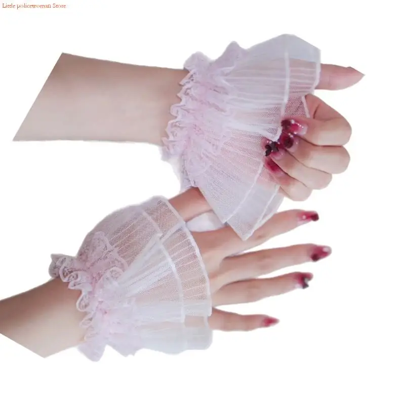 F92D Còng cổ tay xếp cho móng tay chụp ảnh bằng vải đàn hồi vải đàn hồi phụ kiện thời trang