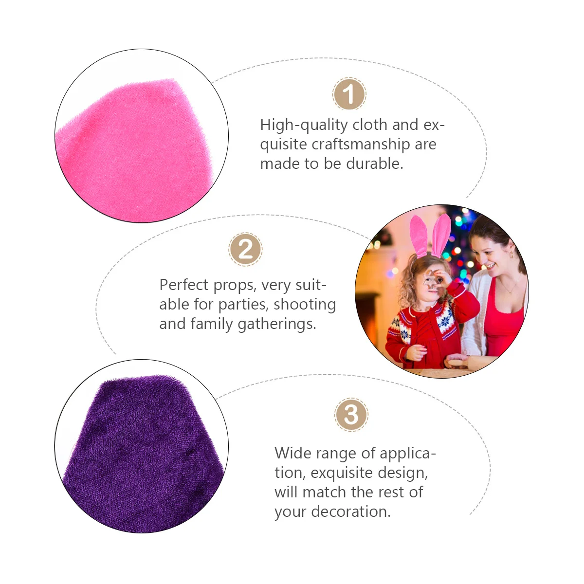 

2Pcs Rabbit Ears Headband Exquisite Craftsmanship Hair Hoops Perfect Props for Festivals Masquerade Cosplay Party