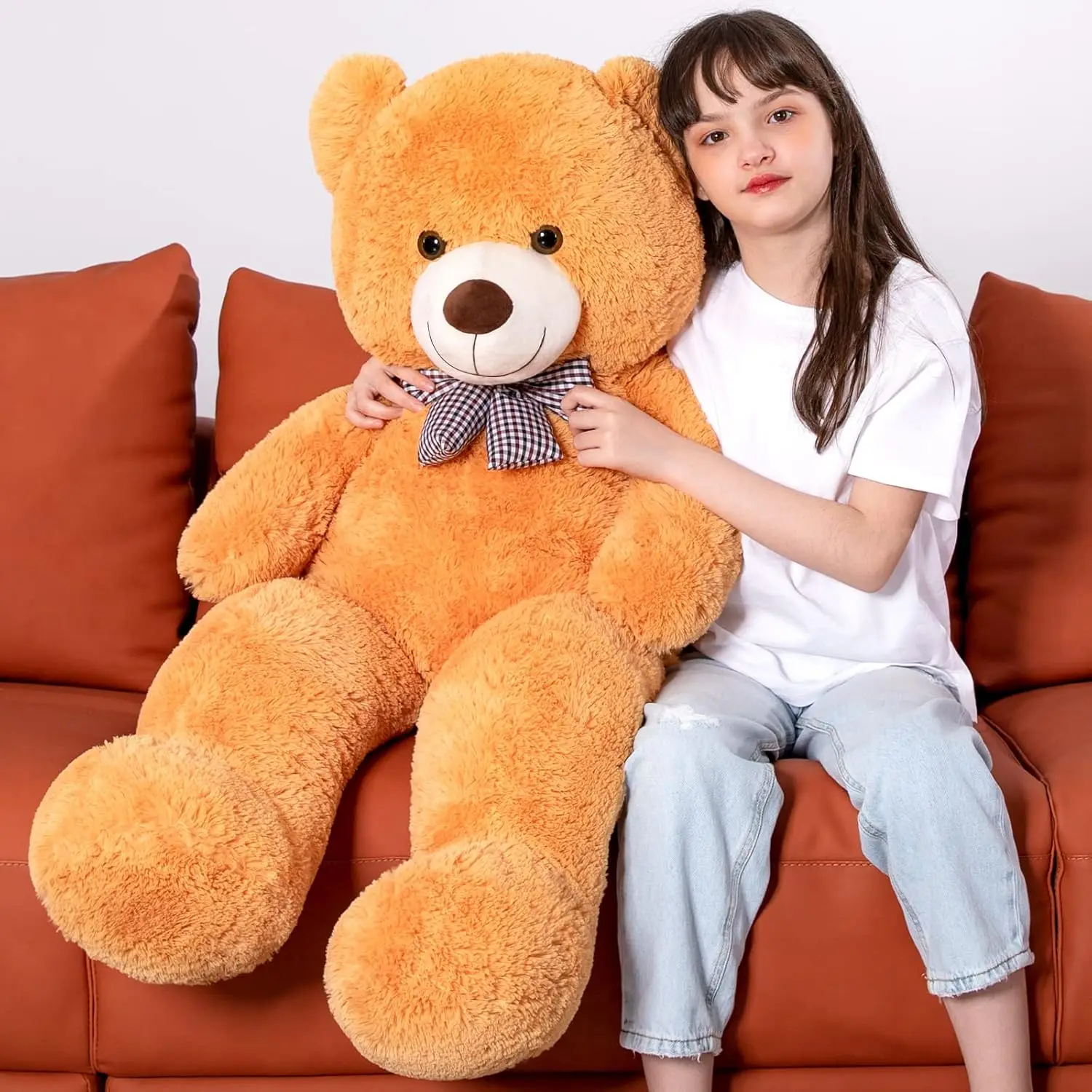 MorisMos Big Teddy Bear Plush Toy Giant Stuffed Animals Love Bear Doll Great for Kids Orange 120cm/47.2inch