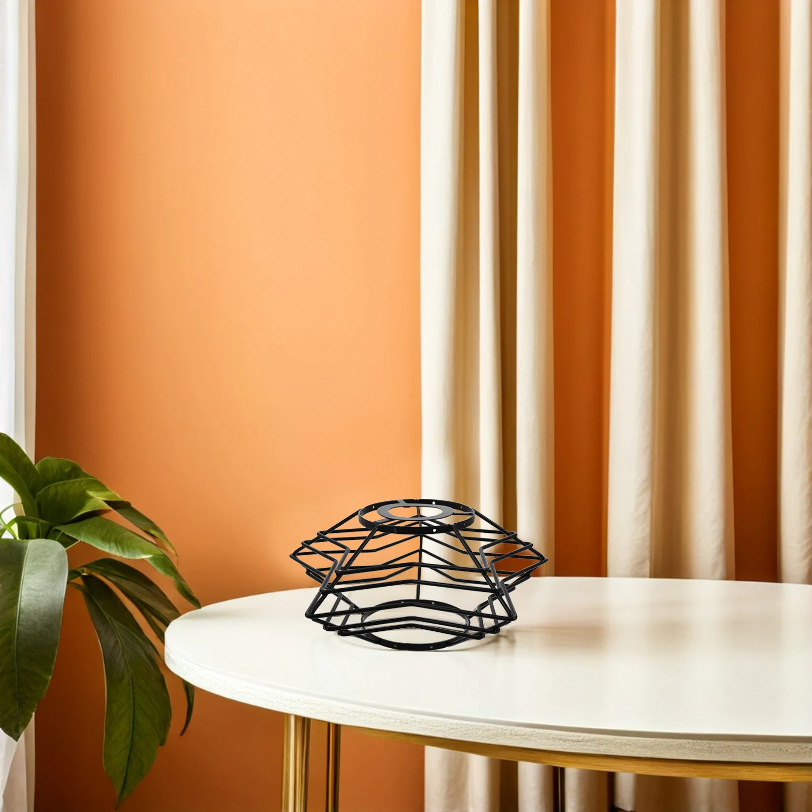 

Metal Wire Lampshade Black Hollow Lamp Shade Pendant Light Cover E27 Socket Vintage Room Dining Decor