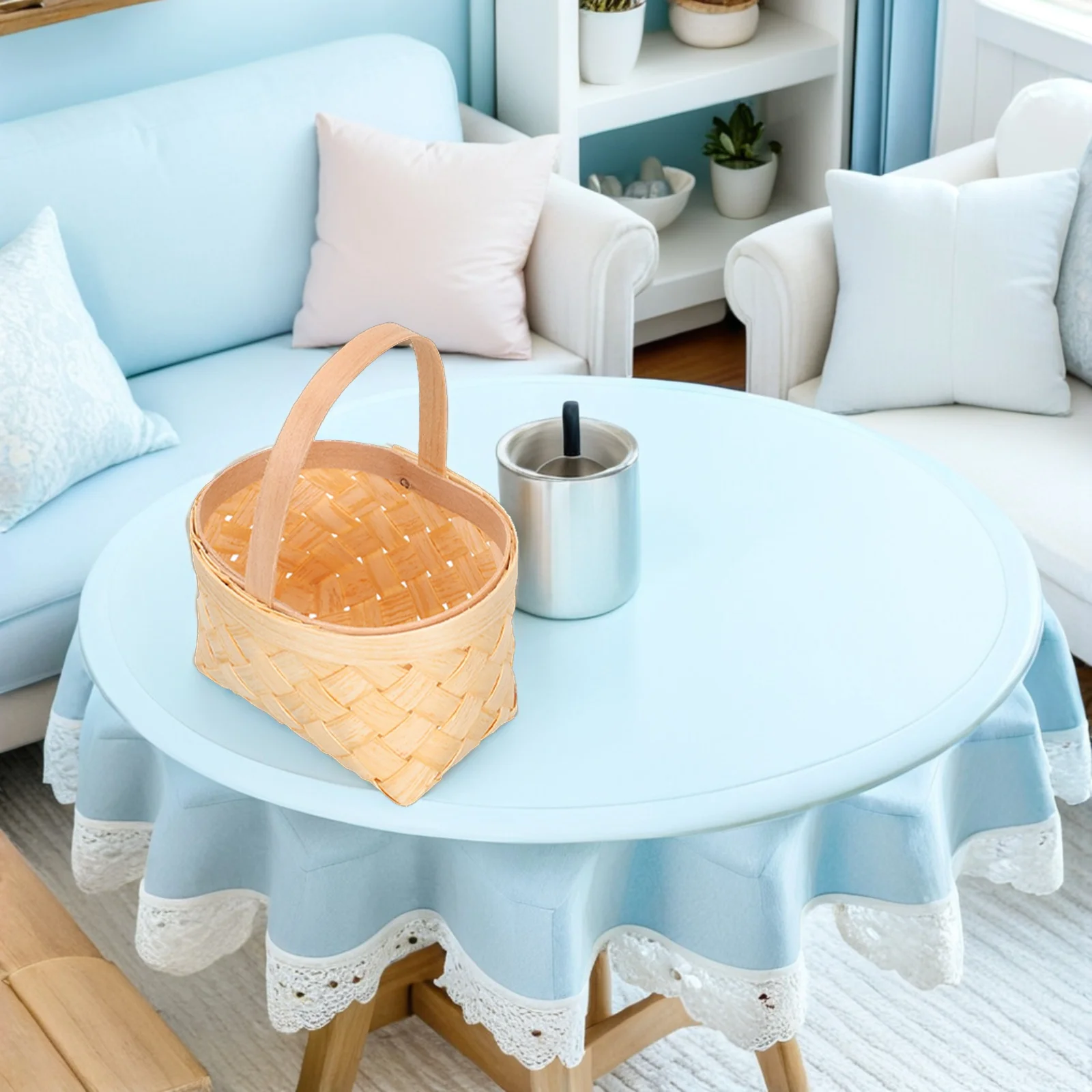 

6Pcs Mini Wood Woven Basket Candy Storage for Wedding Birthday Halloween Family Gathering Party Treats