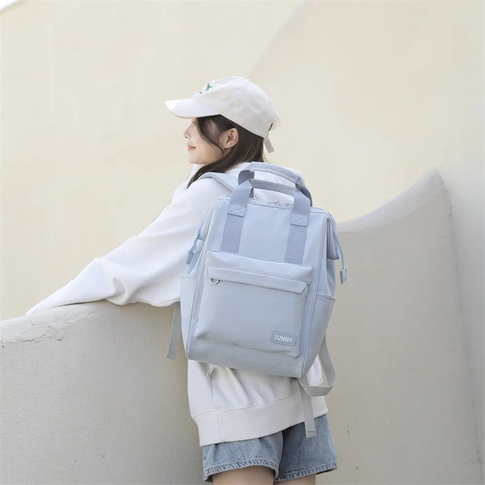 Mochila de ombro de cor sólida, grande capacidade, resistente ao desgaste, viagem, laptop, pano oxford, multibolsos, bolsa escolar de estudante