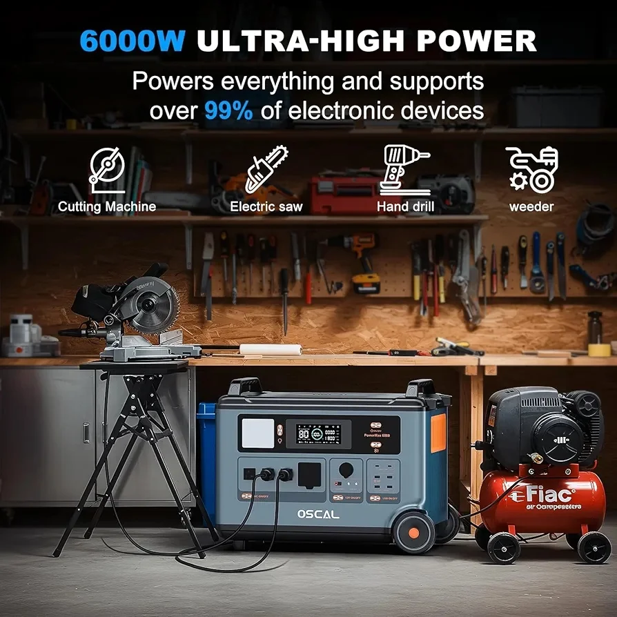 Estación de energía OSCAL 3600Wh – Batería LFP con enchufes 9000W - imagen 3