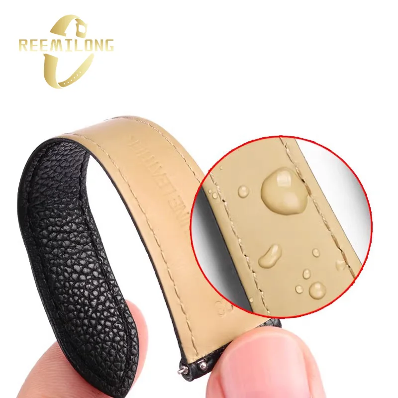 The first layer of cowhide watch strap For Santos de Cartier 15 17 18 20mm lychee alligator grain black red men women watchband