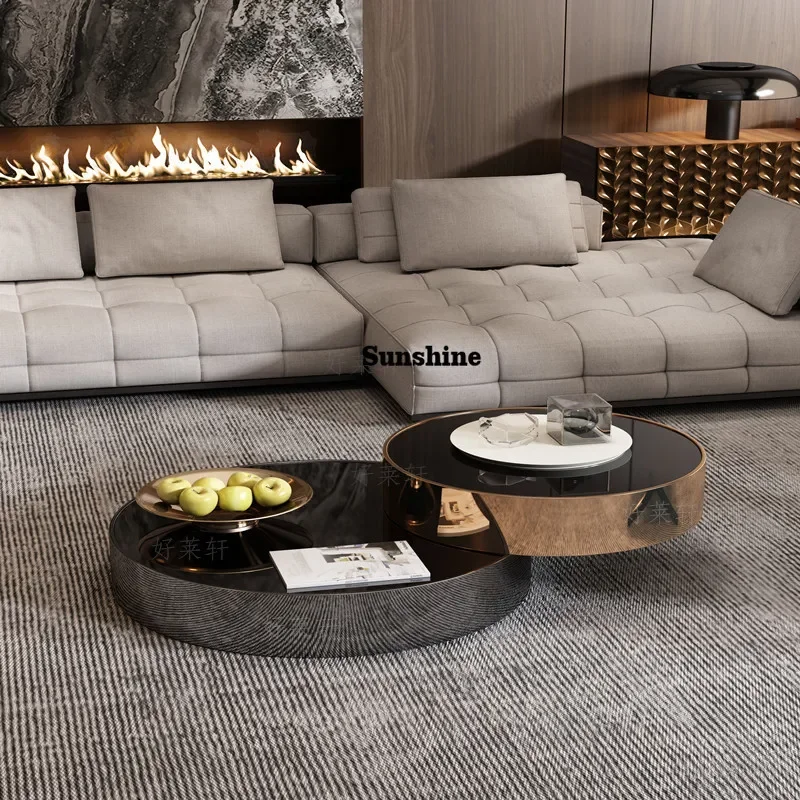 Mesas de centro clásicas doradas, mesas de centro redondas de estilo europeo, mesas de centro estrechas de diseño, muebles para sala de estar, Mesa De Centro Sala Furniture HomeY