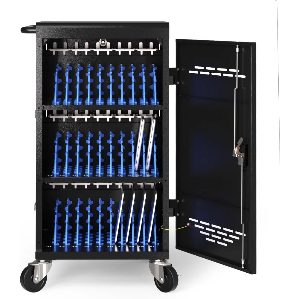

30 Devices Laptop Charging Cart for Chromebook, iPad, 14'' Tablets - Charging Storage Cart for Classroom with Cable Management