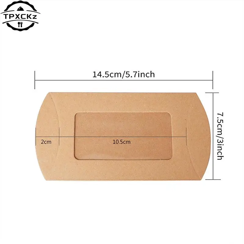 50Pcs Kraft Paper Pillow Box With Clear Window Candy Packaging Box For Birthday Parties Baby Showers And Wedding Party Supplies