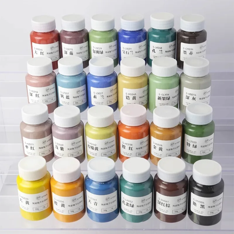 24 Color 1180-1280℃ Medium High Temperature Underglaze Color Concentrate Pigment DIY Ceramic Hand Painted Color Glaze Pigment