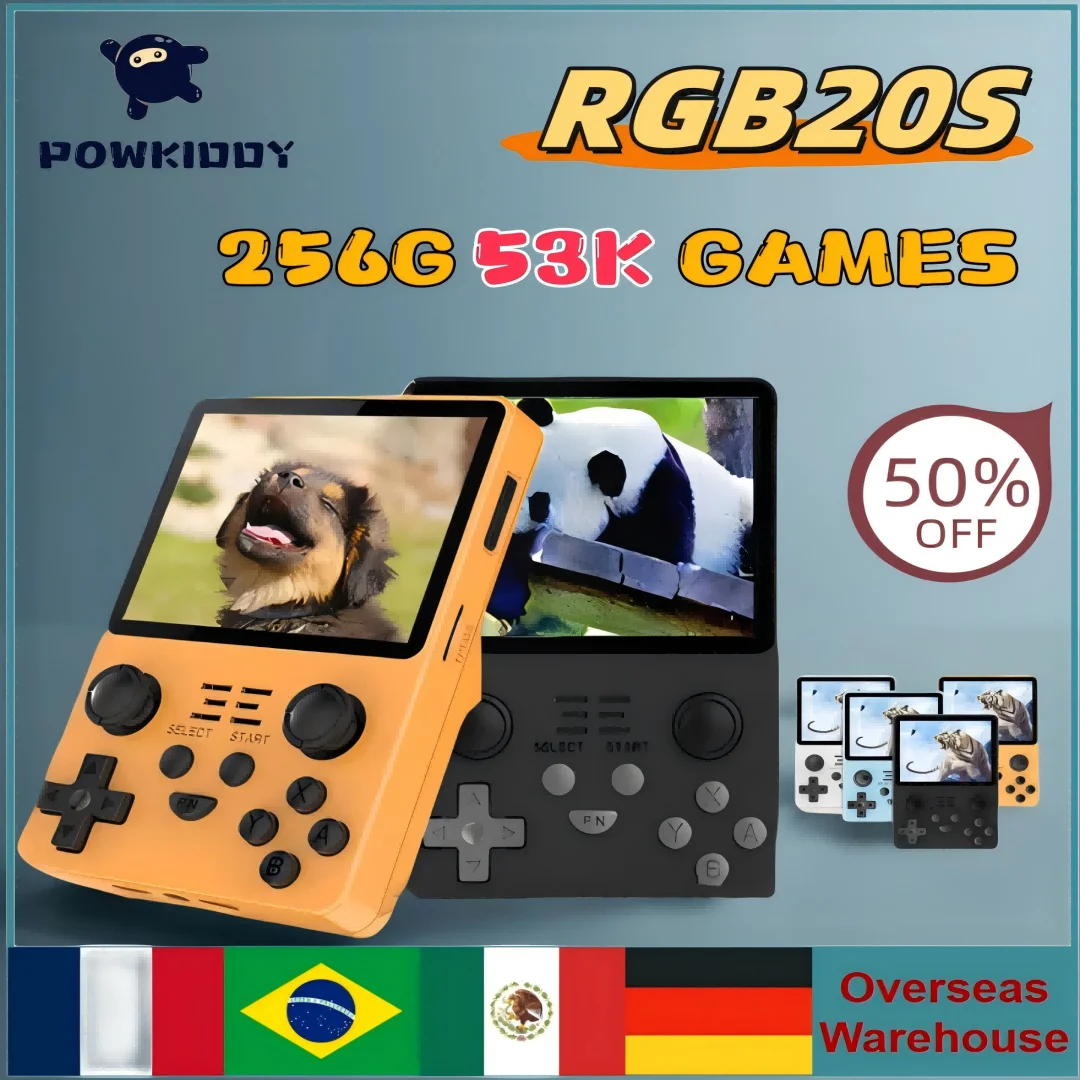 

Powkiddy RGB20s Handheld Game Console 3.5-inch 4:3 Ips Screen Retro Open Source System Rk3326 Double Joystick Children's Gifts