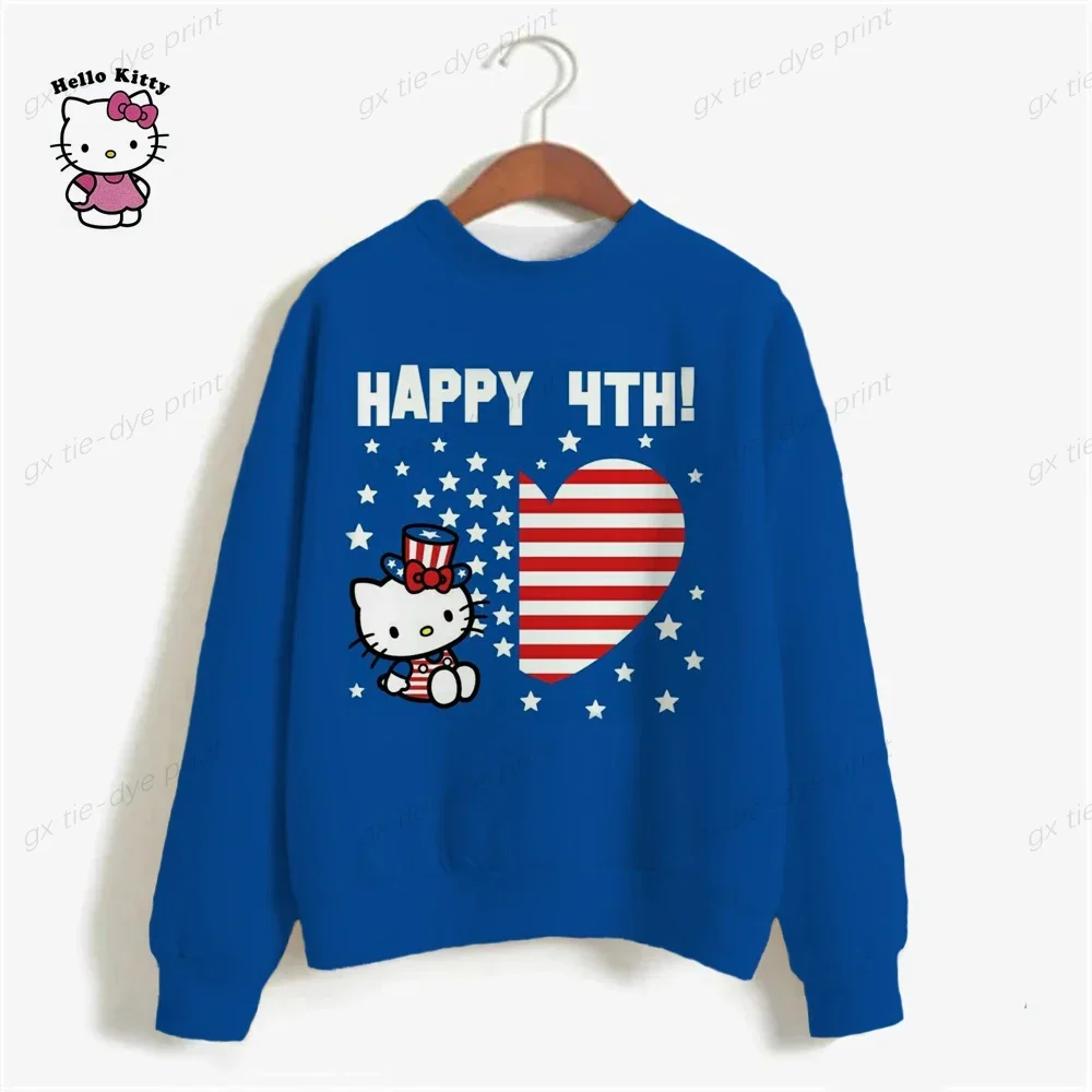 Hot Sale Oversize Printing Women Sweatshirt 2024 Autumn Anime Style Loose High Quality Hoodies Hello Kitty Print Hooded Girl