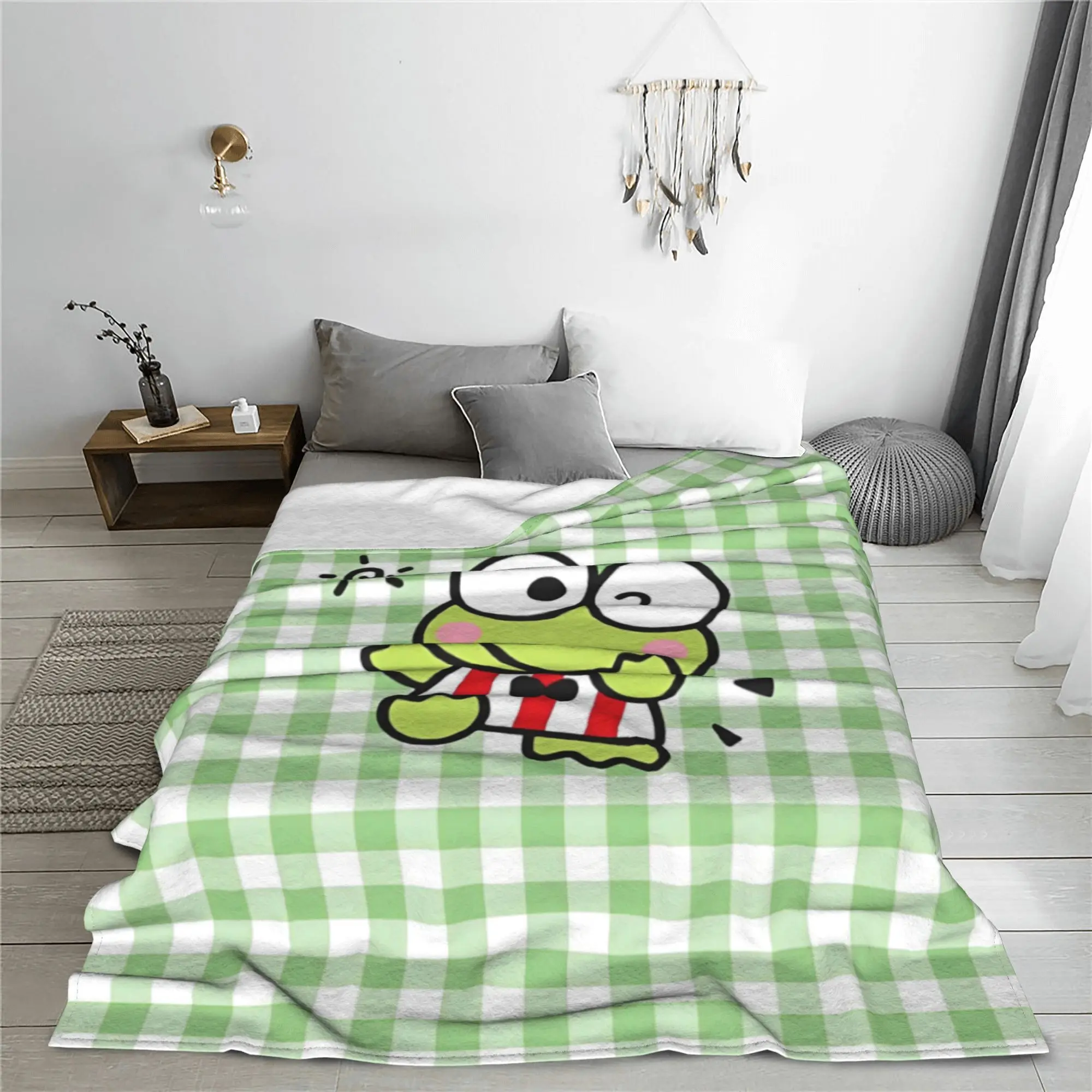 Kero Kero Keroppi Cute Cartoon Blanket Japan Kawaii Anime Wool Awesome Breathable Throw Blanket Bedroom Autumn/Winter Outdoor