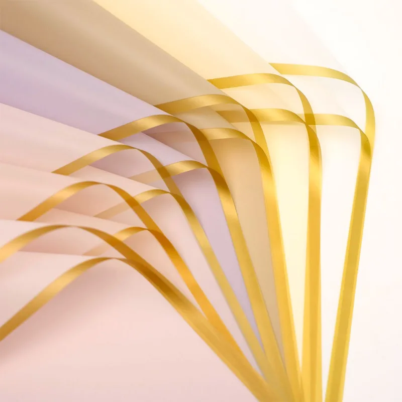 

10pcs/bag Bouquet Packaging Paper Waterproof Thickened Gold Edge Floral Wrapping Paper Gift Flowers Packing Supplies