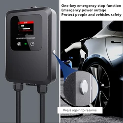 EV Charger 32A-24A-16A-8A 7KW 1Phase Electric Vehicle Car Charger EV Wallbox 5M Type2 Cable Color LCD Screen