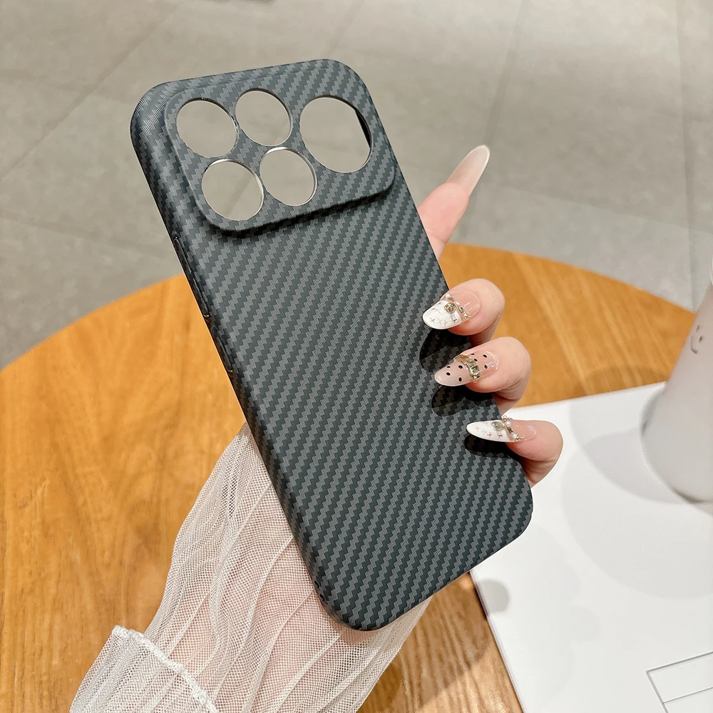 Pour Xiaomi Poco F9 Ultra / F9 Pro 5G, coque en fibre de carbone, motif texturé, coque robuste, protection de l'objectif de la caméra, coque arrière antichoc