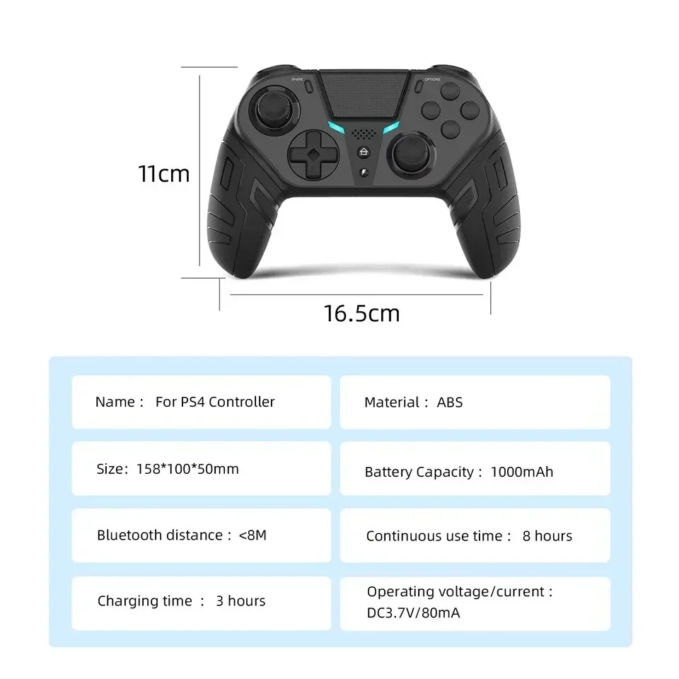 Manette de jeu Bluetooth sans fil pour console PS4, contrôleur de vibration, fonction turbo programmable, manette pour Android, iOS, PC, touriste