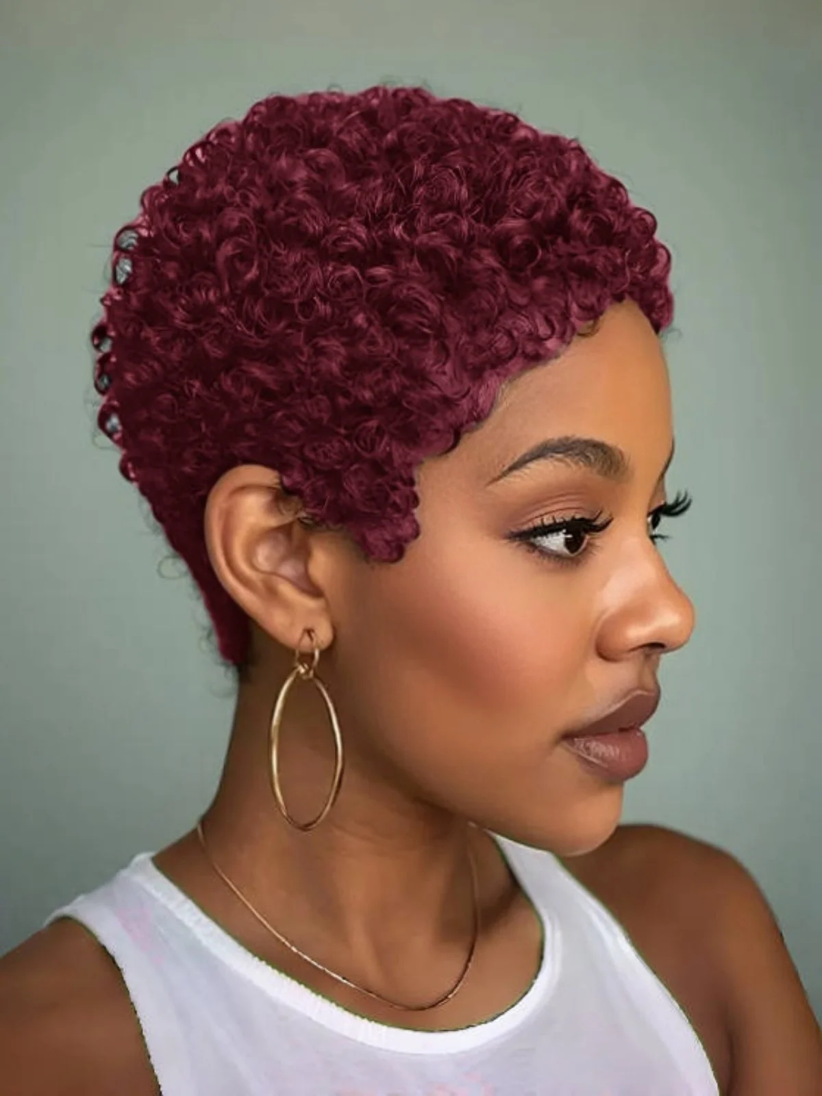 ショートカーリー人毛ウィッグ ブラジル産縮れ毛フルマシンメイドウィッグ 前髪付き 女性用