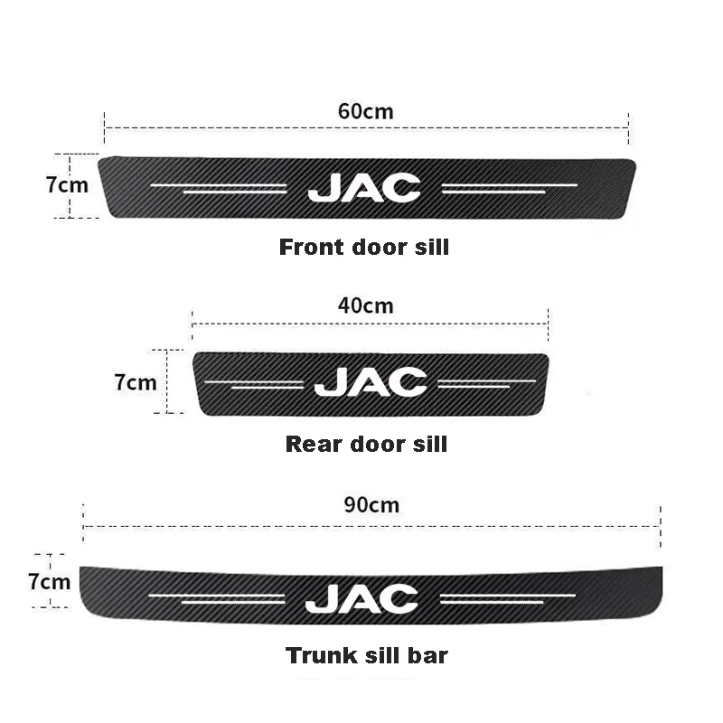 For JAC J3 J4 J7 JS2 JS3 JS4 KR1 REFINE S2 S3 S4 S5 S7 Carbon fiber car door sill Threshold protective stickers auto accessories