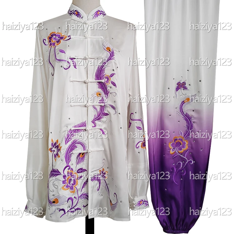 

Костюм тай-чи с вышитым цветком, одежда Qigong, униформа Тайцзи для выступлений ушу, одежда кунг-фу для мужчин, женщин, взрослых, детей, мальчиков и девочек