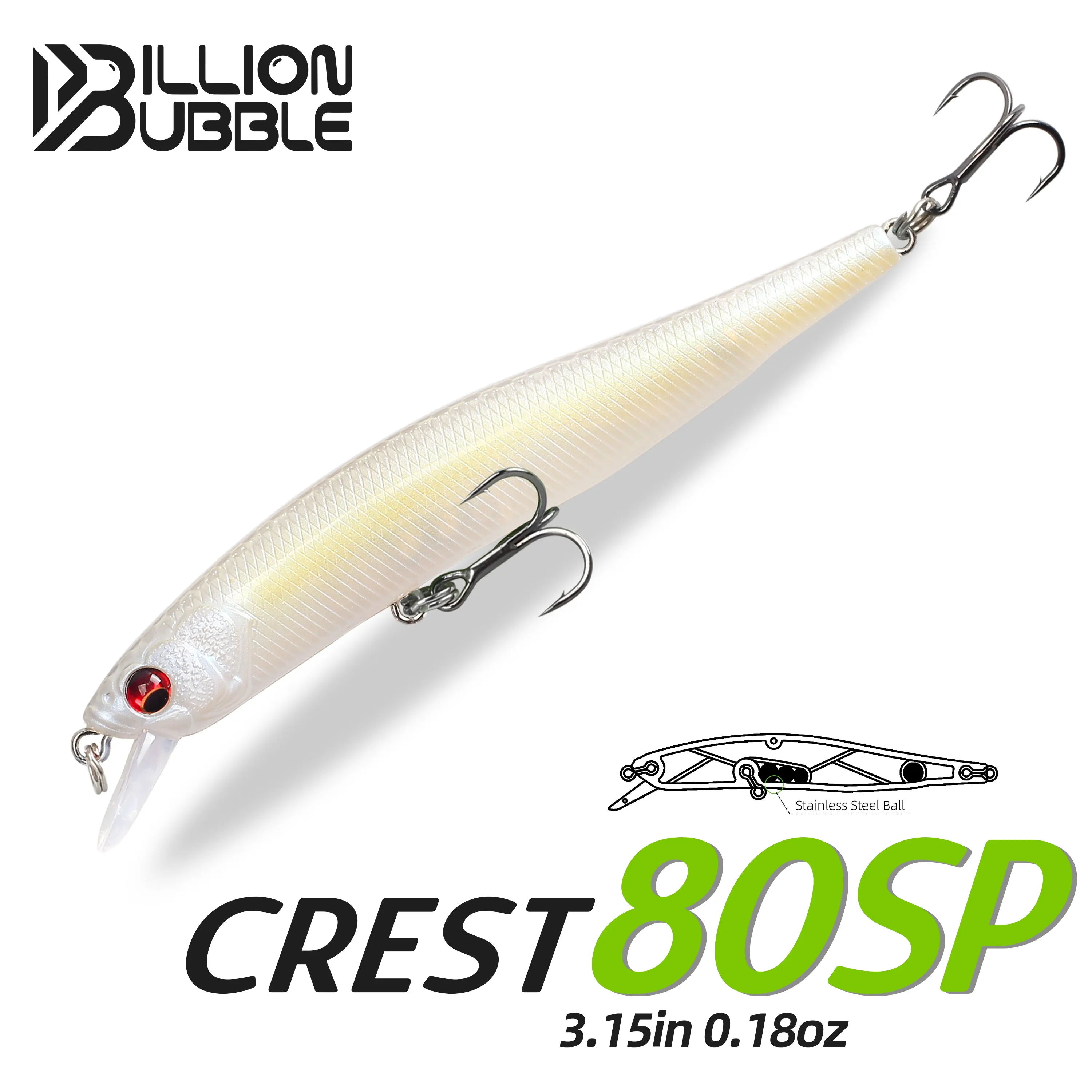 

BILLION BUBBLE 80mm 5.1g Suspending Minnow Jerkbaits Fishing Lure Artificial Bass Bait for Perch Pike Freshwater Lures
