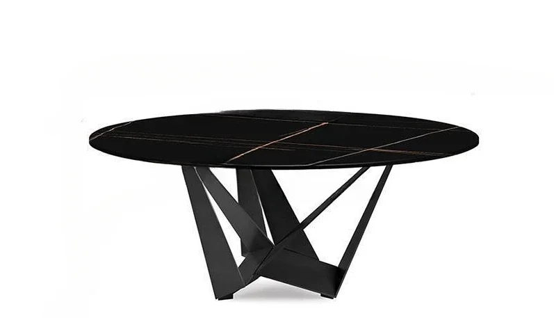

Italian Custom Rock Slab Dining Table And Chairs Modern Minimalist Hotel Restaurant Round Table Small Apartment Furniture