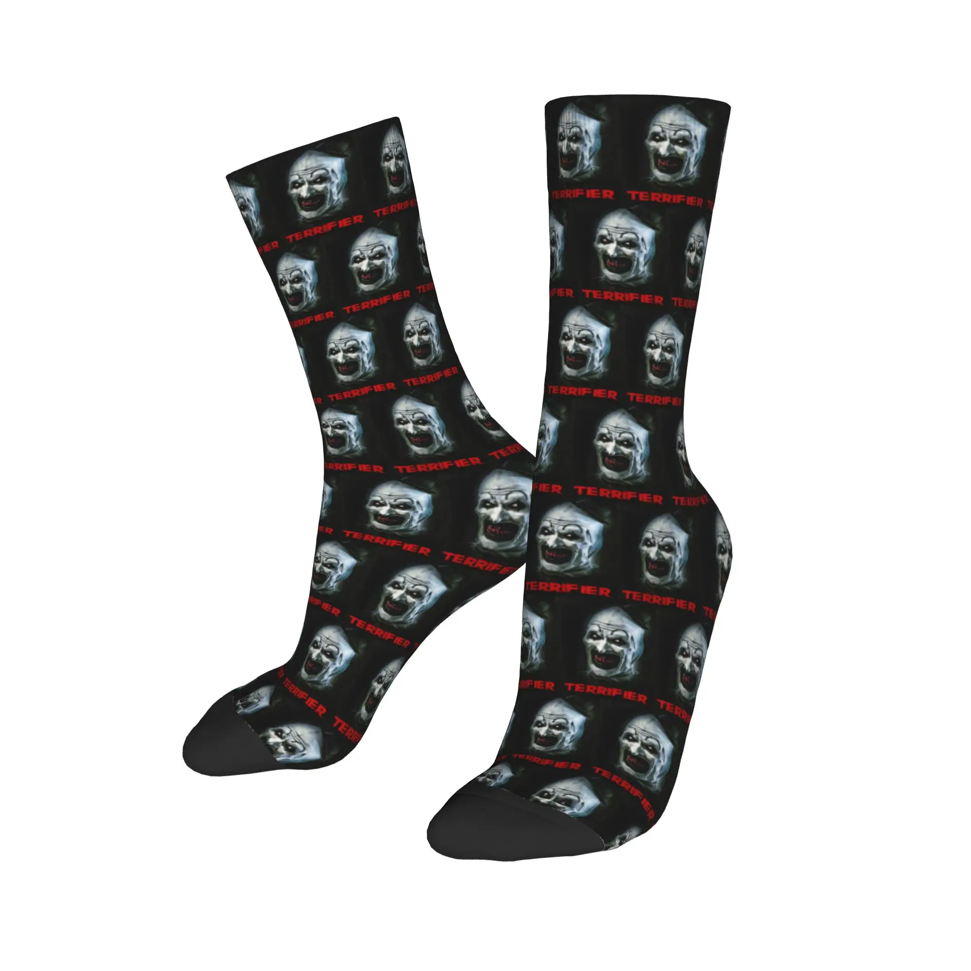 Harajuku The Terrifier Art The Clown Basketball Socks  Polyester Long Socks for Unisex Sweat Absorbing