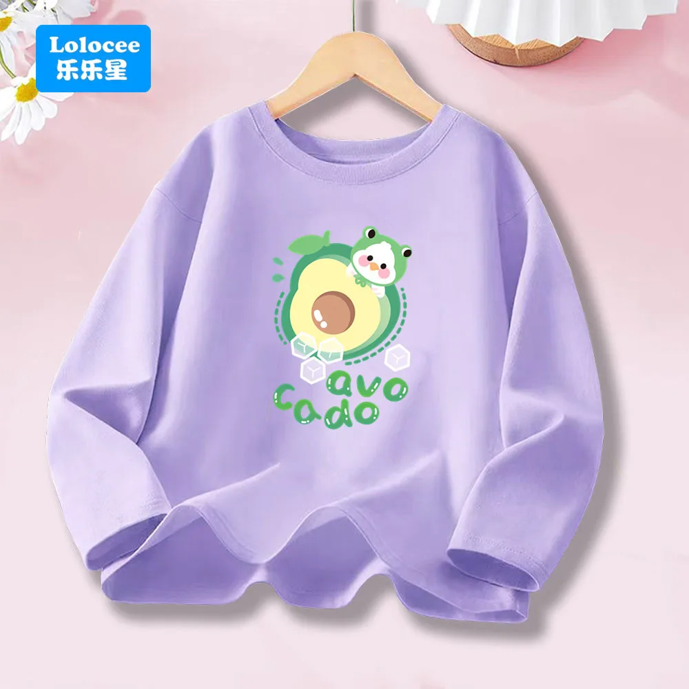 Beautiful Avocado T-shirt Girls' Tops Spring Loose Cartoon Aesthetic Casual T-shirt Retro Harajuku T-shirt Kids Street Wear NYG1