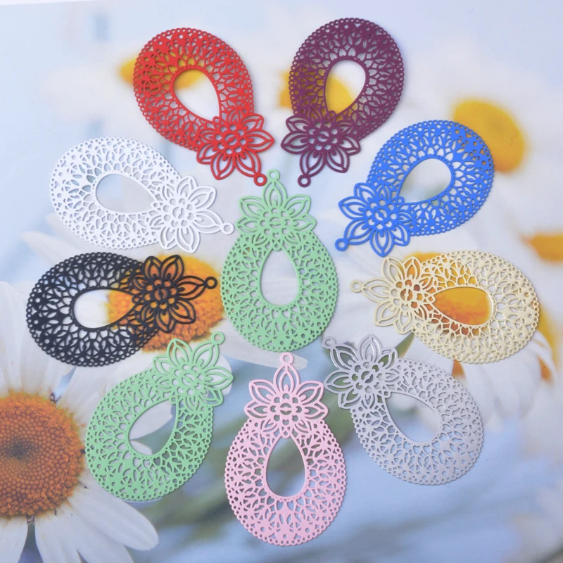 20 pièces AB5142 Breloques en laiton doré clair pour l'été, pendentifs en filigrane, accessoires d'oreilles DIY pour femmes