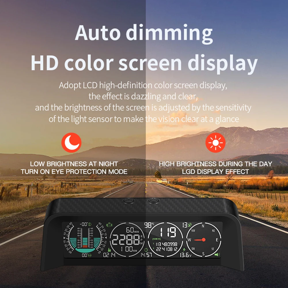 X92 HUD OBD+GPS Dual-mode Head up Display Car Smart On-board Computer Auto Obd2 Electronic Speedometer 4x4 Inclinometer Compass