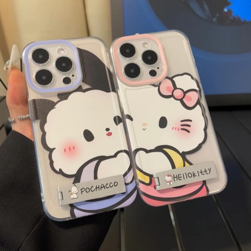 Hello Kitty Pochacco New Cute Exclusive for Couples Comes with A Convenient Stand IPhone15 14 13 12 Pro Max Soft Pack Phone Case