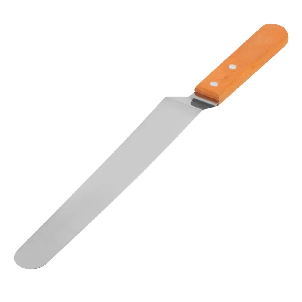 Stainless Steel Blade Cake Spatula Smooth Flat Blade Rounded Tip Offset Spatula Riveted Handle Food Grade Icing Spatula