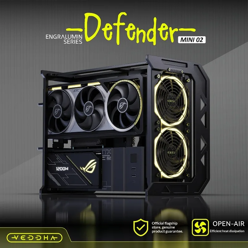 

Открытая рамка VEDDHA Defender ITX 02, де промышленность встречает искусство, полностью алюминиевый чехол ITX для изготовления индивидуальных творчества своими руками
