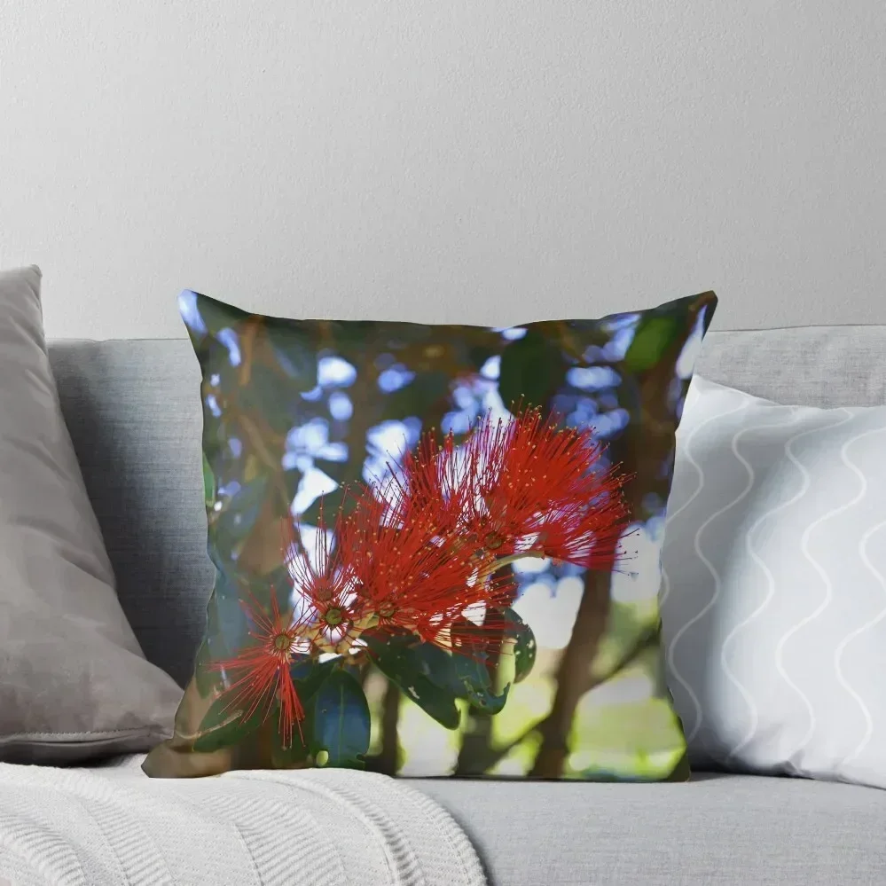 

Pōhutukawa - New Zealand Christmas Tree Throw Pillow Pillow Covers Decorative Pillow Cases Pillows Aesthetic