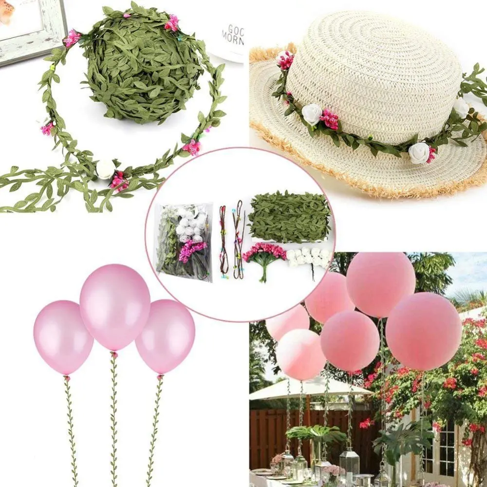 10/50 Meter künstliche Ranken Blätter Schnurbesatzband für Dusche, Party, Hochzeit, Box, Dekoration, Zuhause, Kränze und DIY-Handwerk – Detail 6