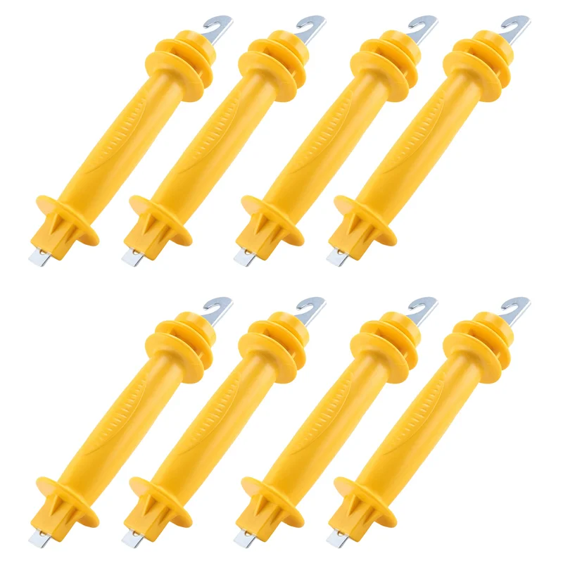 

8-Pack Electric Fence Rubber Gate, Electric Fence Spring Handle, Insulated Plastic Handle, Yellow Rubber Gate Handle