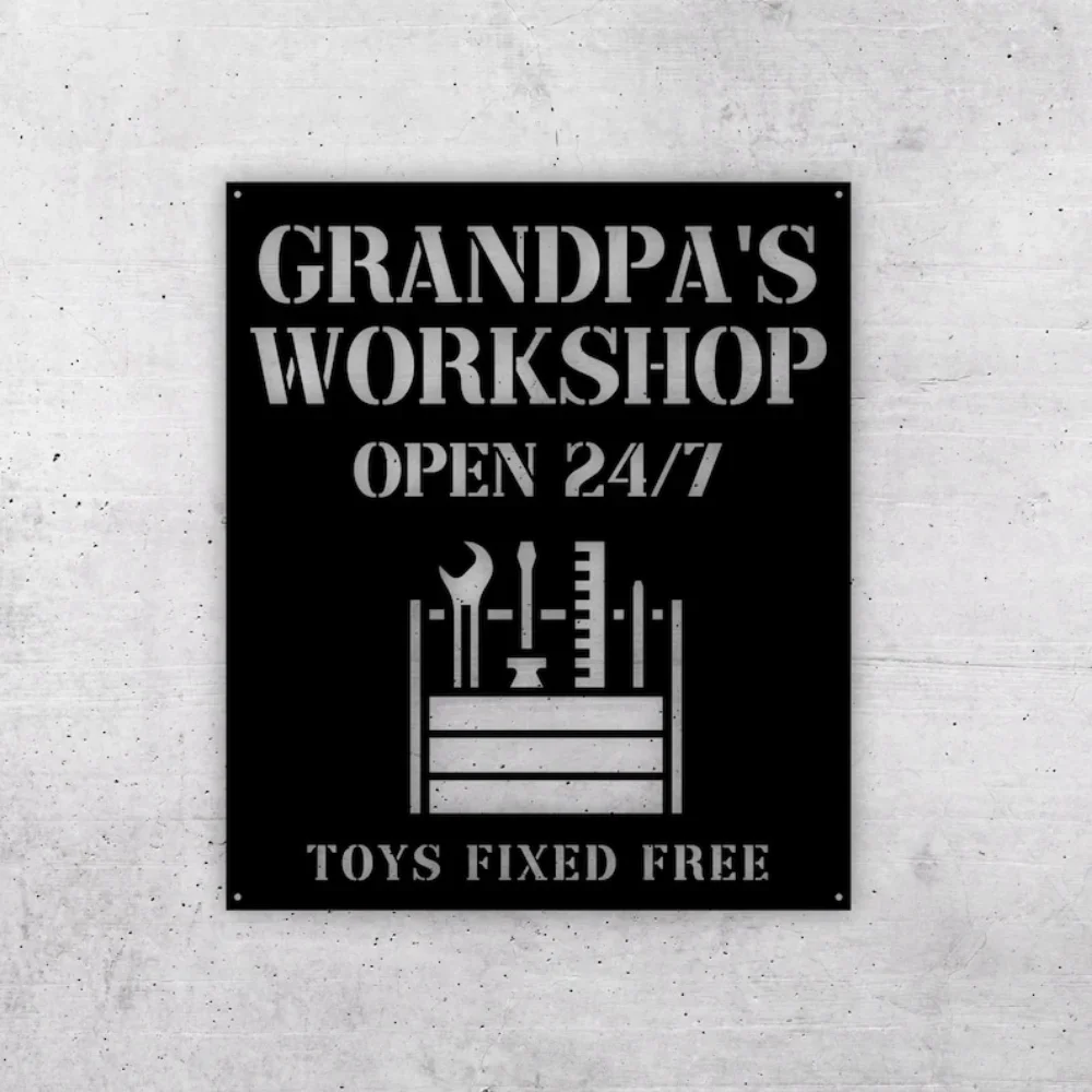 Unique Grandpa's Workshop Metal Sign Gift Grandpa Dad Papa Custom Garage Decor Fathers Day Present Outdoor Morocco