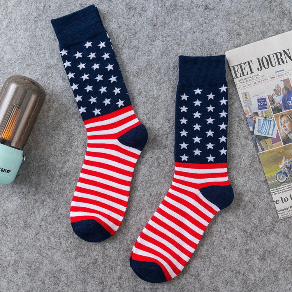 

2 пары носков для мальчиков с американским флагом, хлопковые теплые чулки, осенне-зимние удобные модные креативные носки, хлопковые теплые чулки